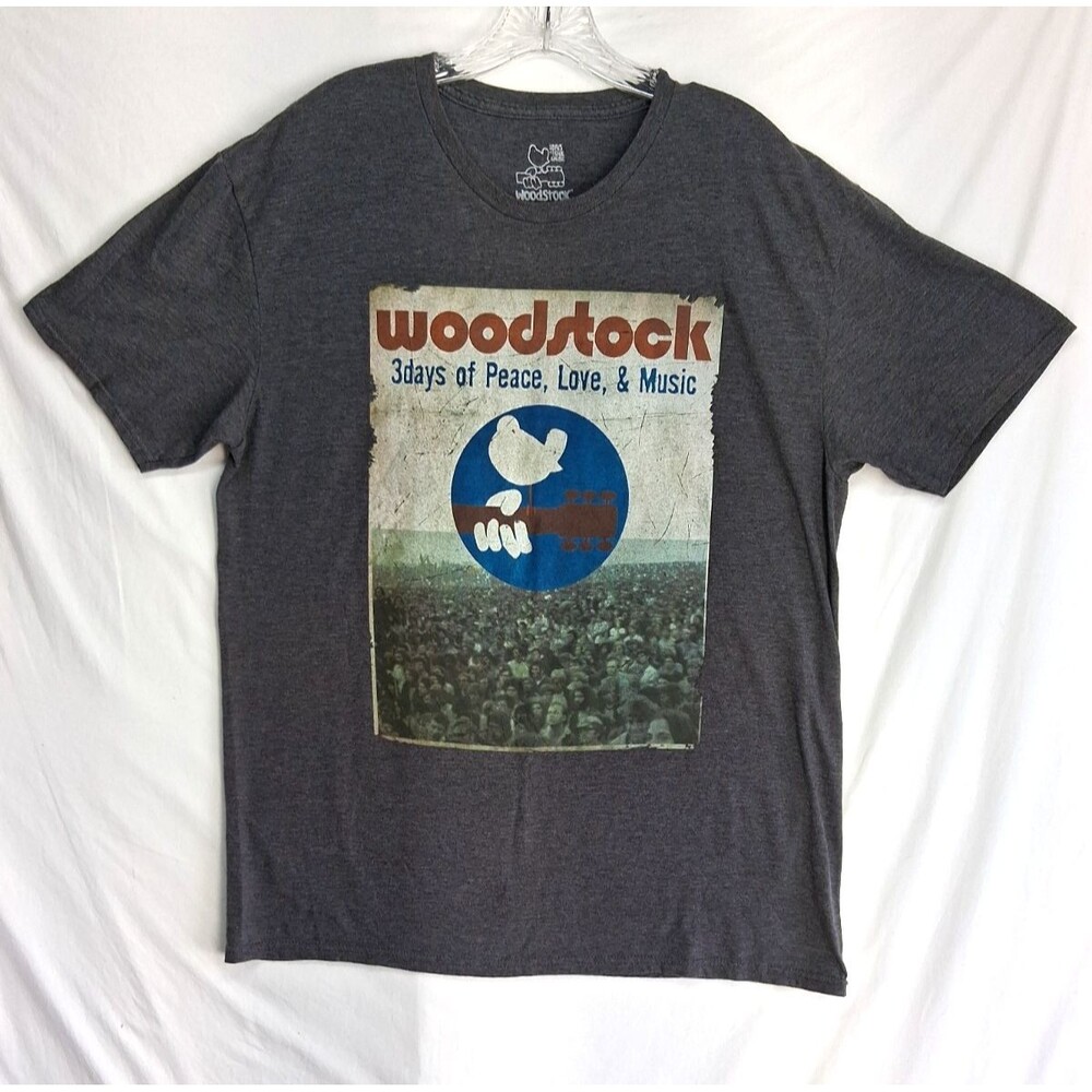Woodstock 45th Reunion Hanes Comfort Soft T-Shirt Mens XL Gray 2014 Music